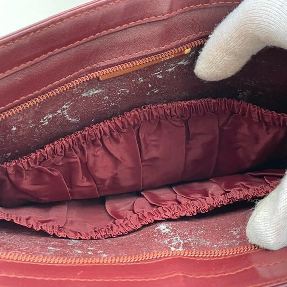 Must De Cartier Paris Women Burgundy Bordeaux Leather Clutch Bag Purse Authentic - Picture 9 of 11